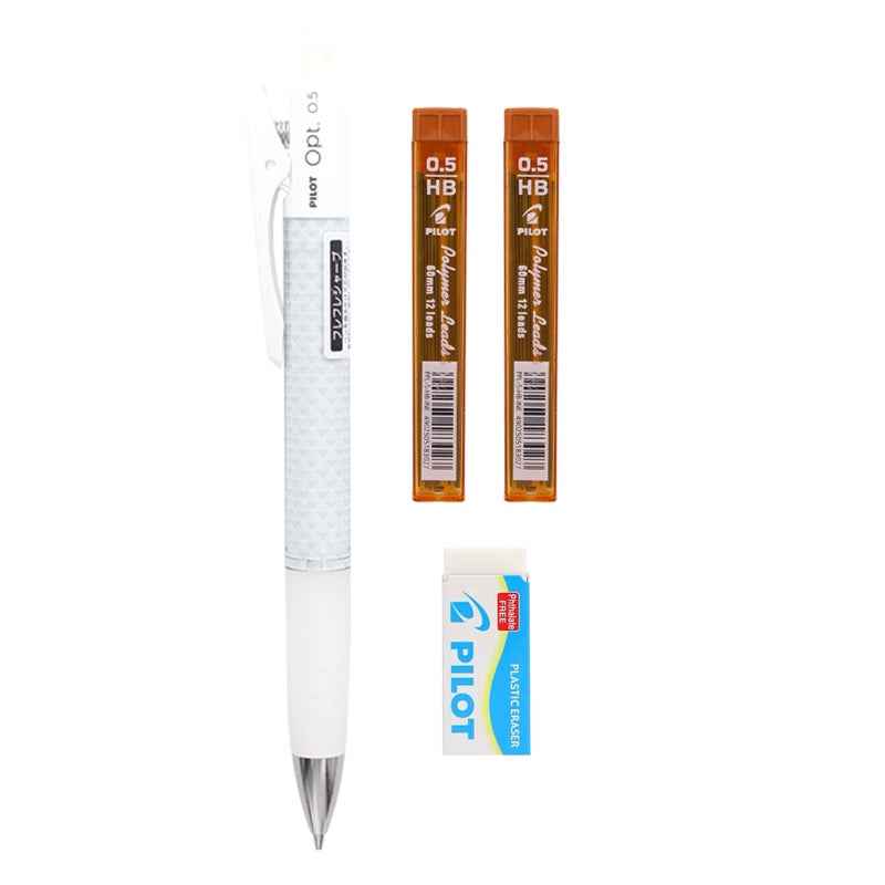 Pilot Fure Opt Shaker Mechanical Pencil 0.5mm with Refill Leads Eraser CG White