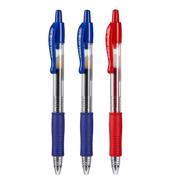 Pilot G2 Retractable Gel Pens- 0.7mm 3 Pack 2 Blue 1 Red