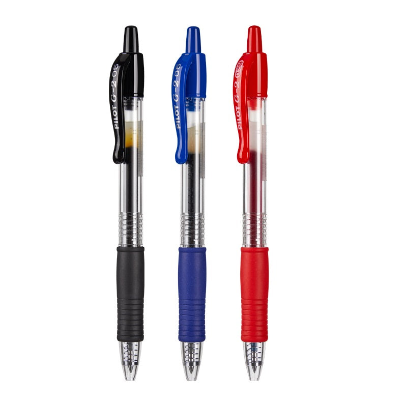Pilot G2 Retractable Gel Pens- 0.7mm 3 Pack 1 Black 1 Red 1 Blue