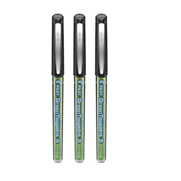 Pilot Green Tecpoint 5 Rolling Ballpoint Pen BXGR5 - 0.5 mm, 3 Pack Black