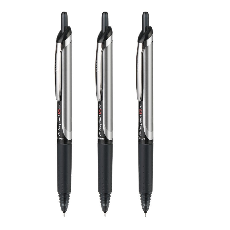 Pilot Hi-Tecpoint V5 0.5mm Retractable Liquid Ink Rollerball Pen 3PCS 3 Black