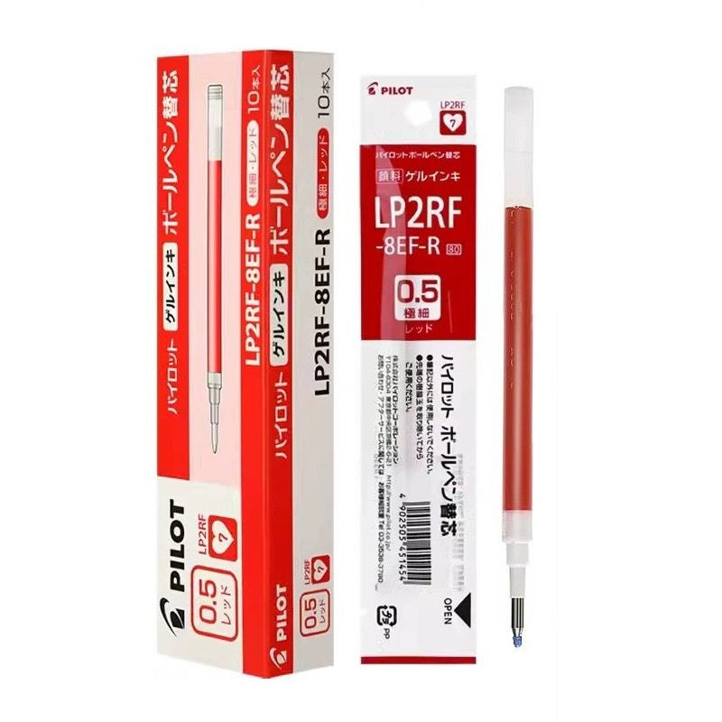 Pilot LP2RF-8EF Gel Pen Refill - 0.5mm - Black/Red/Blue - 10 Pack Red