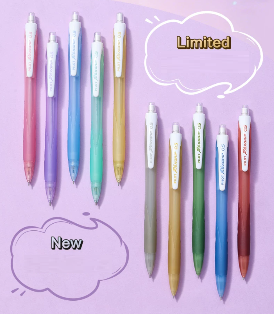 Pilot Rexgrip HRG-10R 0.5 mm Mechanical Pencils, 5-Colour Set