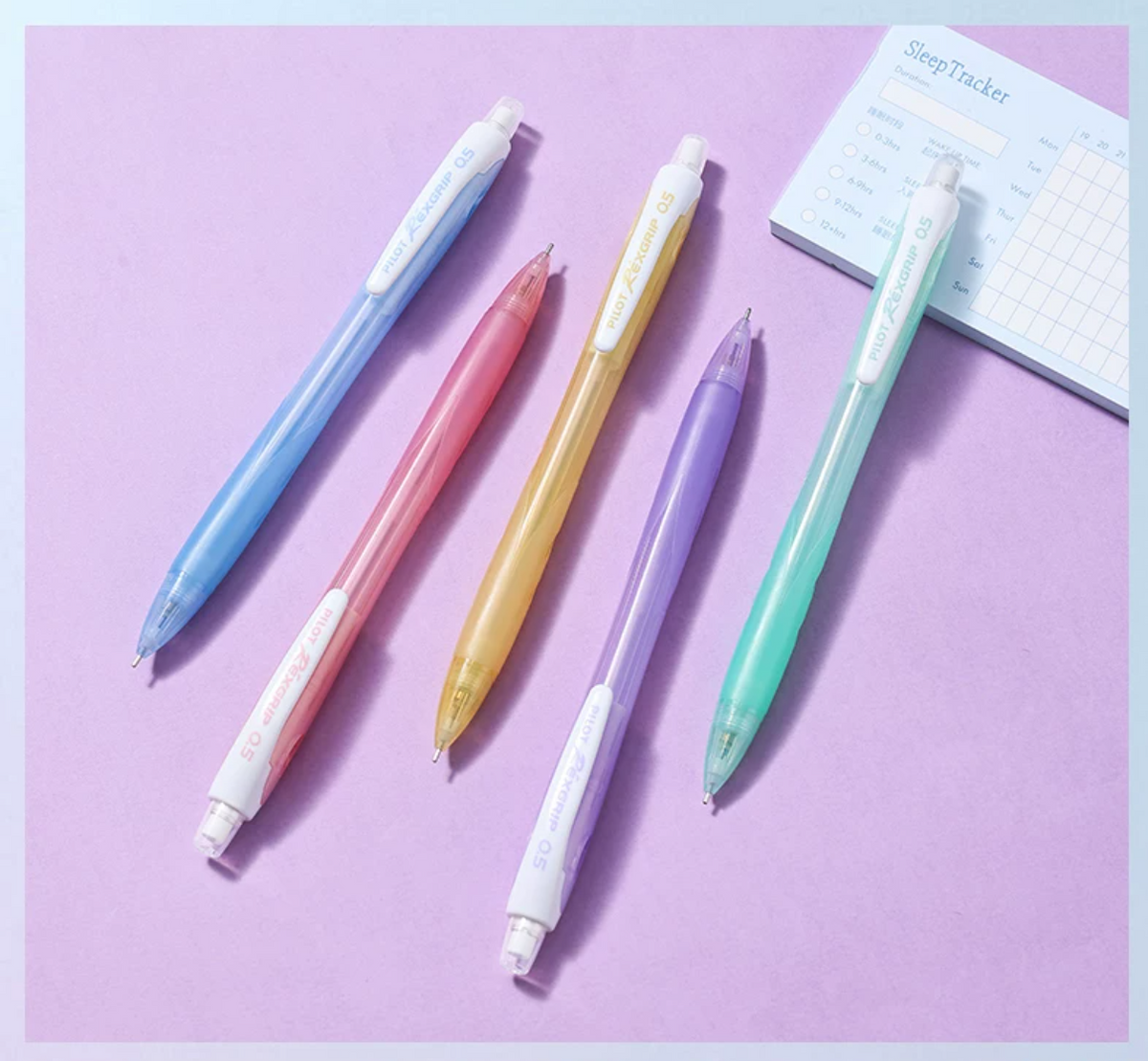Pilot Rexgrip HRG-10R 0.5 mm Mechanical Pencils, 5-Colour Set