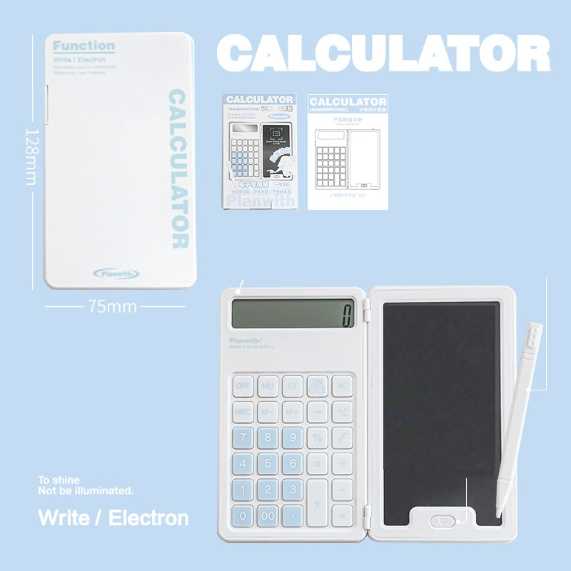 Planwith Compact Portable Calculator with Stylus Pad 128x75mm Blue