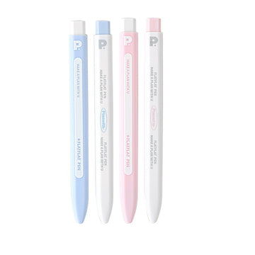 Planwith FlatFlat Clicker Gel Pen 0.5mm Black Ink - 4-Pack Pink Blue White