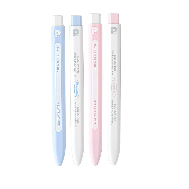 Planwith FlatFlat Clicker Gel Pen 0.5mm Black Ink - 4-Pack Pink Blue White