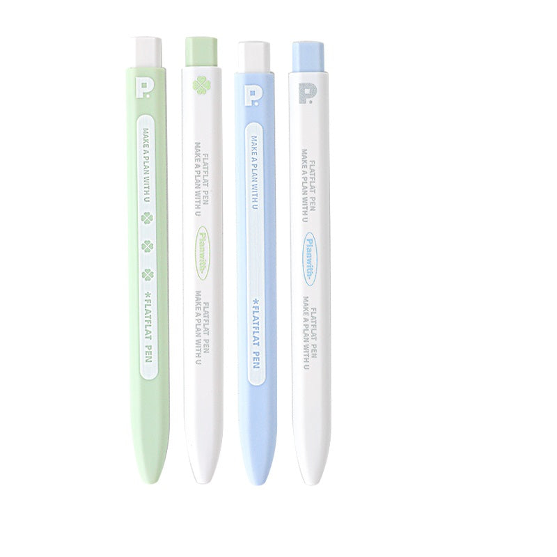 Planwith FlatFlat Clicker Gel Pen 0.5mm Black Ink - 4-Pack Pink Blue White