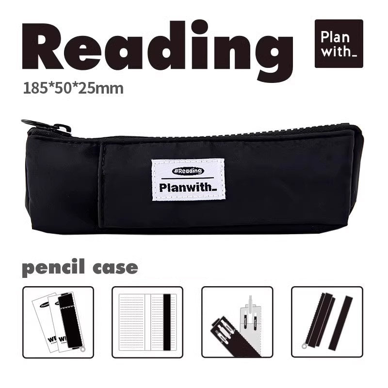 Planwith Pen Pouch Elastic Strap for Notebook Attachment Bookmark Black
