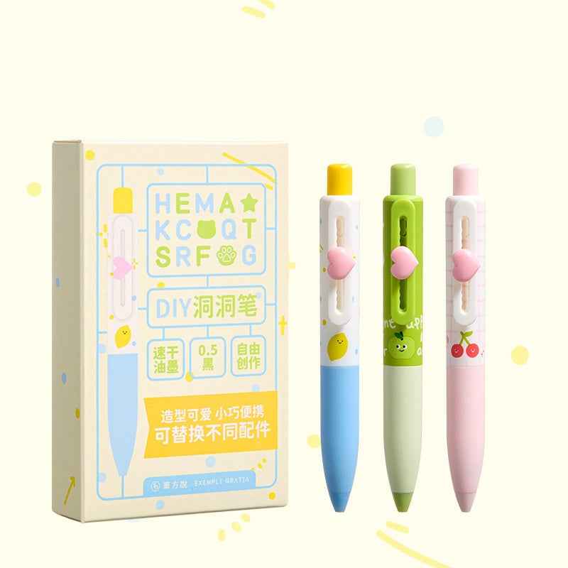 Pocket Gel Pen 0.5MM Black Ink 3 Pack with DIY Letter & Heart B