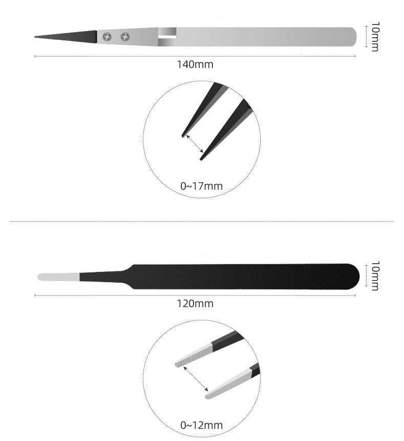 Anti-Static Precision Tweezers Set of 2 – Round Tip & Cross Lock ESD Tool
