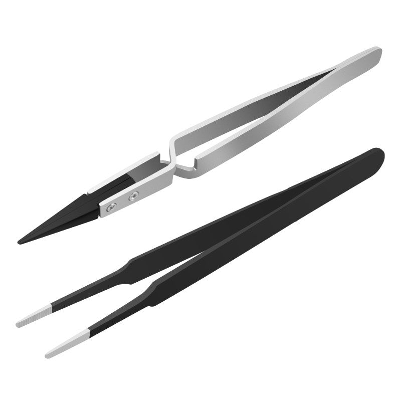 Anti-Static Precision Tweezers Set of 2 – Round Tip & Cross Lock ESD Tool