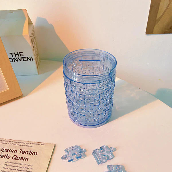 Transparent Puzzle Pen Holder Blue