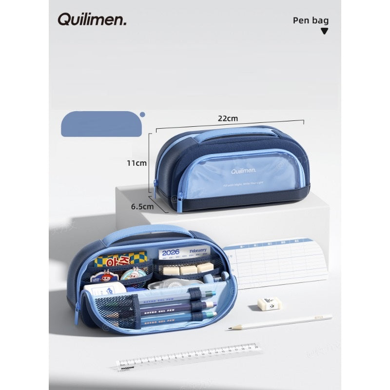 Quilimen Clear Magnetic Stand-Up Pencil Case Green