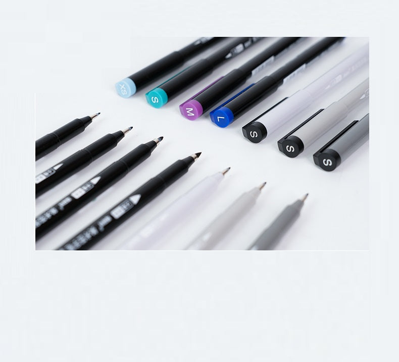REMSONG Calligraphy Brush Pens,7 Size Black & Grey Color