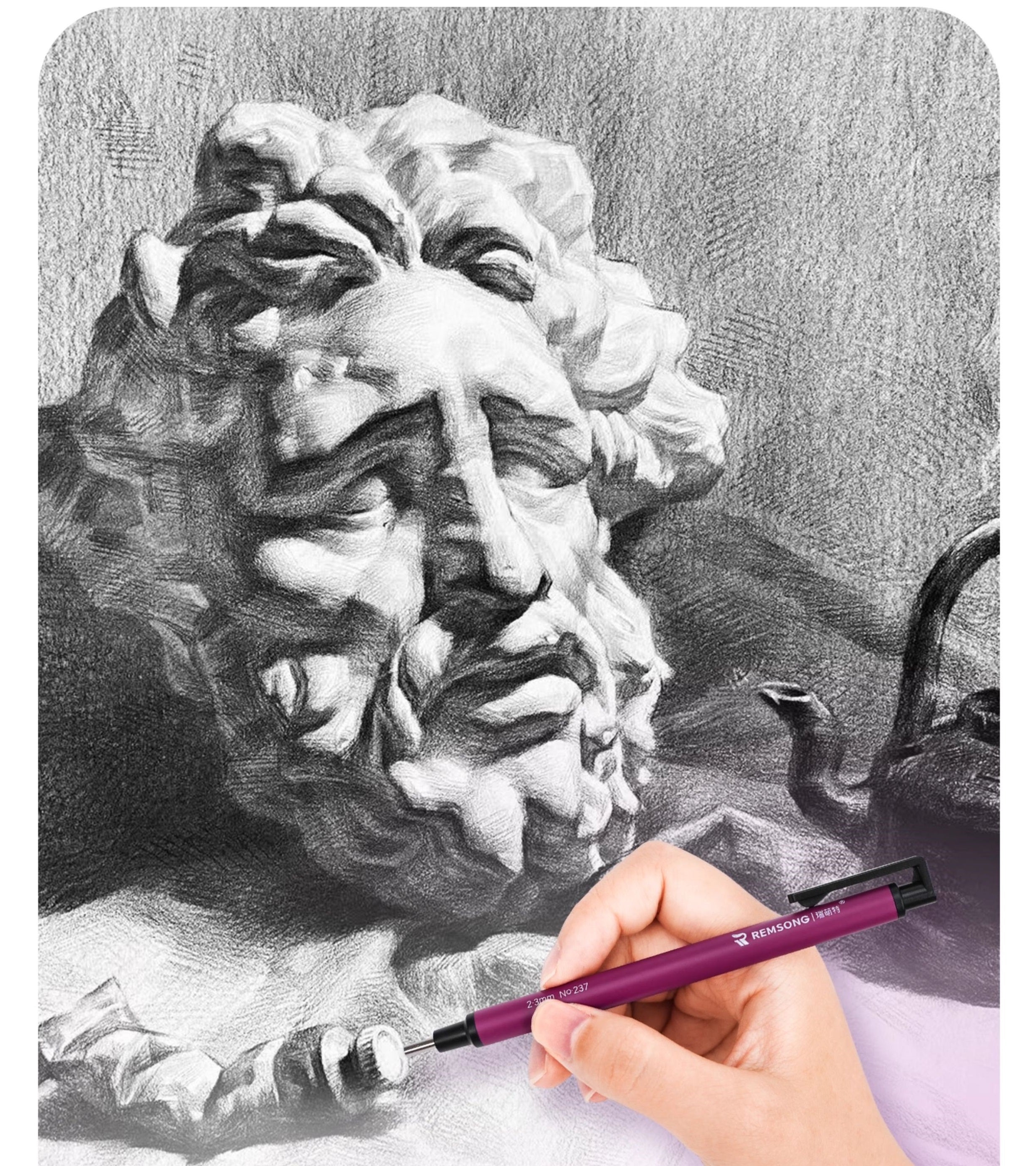 REMSONG Pen Style Eraser with Refills,Square & Round Tip