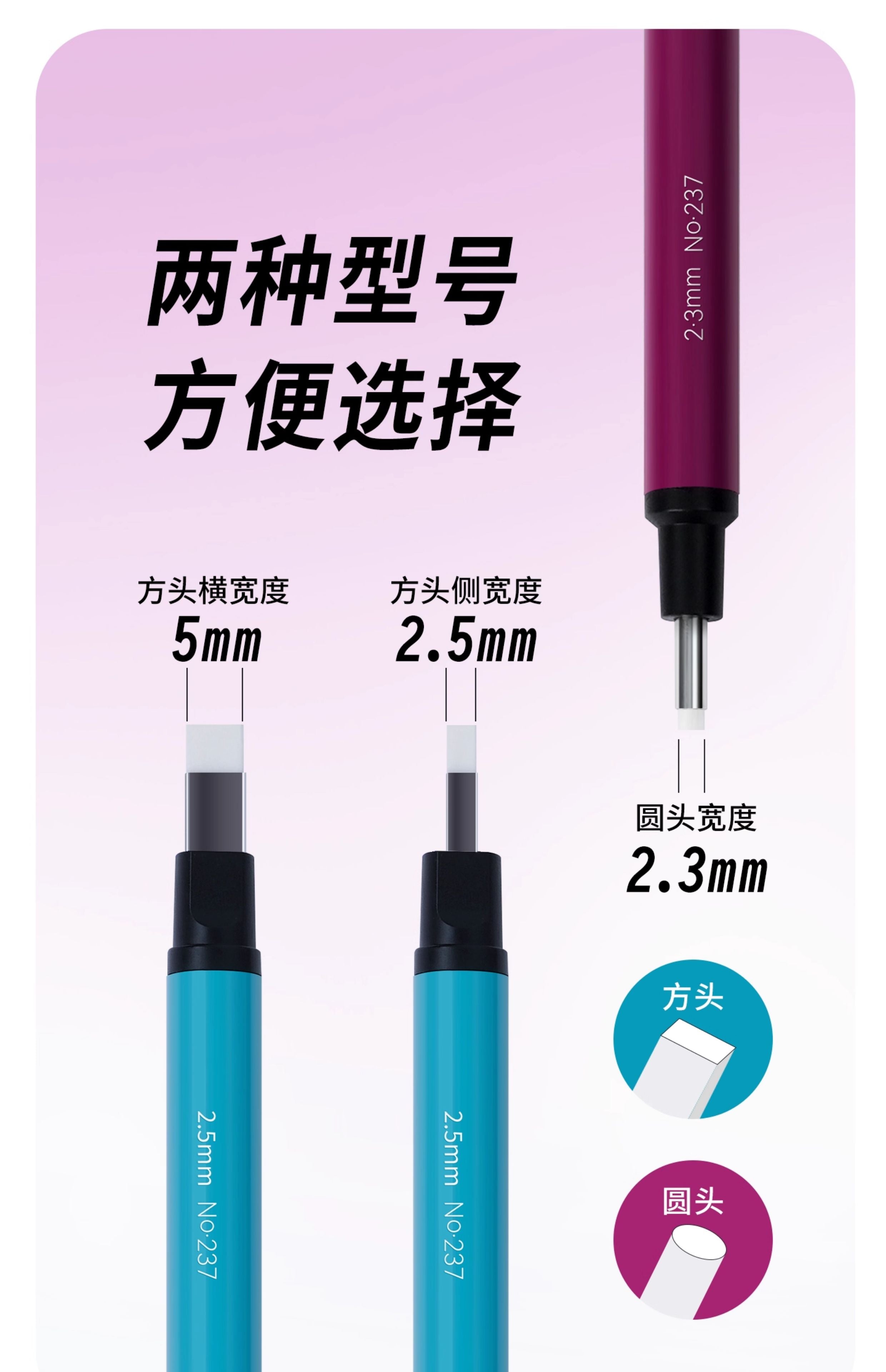 REMSONG Pen Style Eraser with Refills,Square & Round Tip