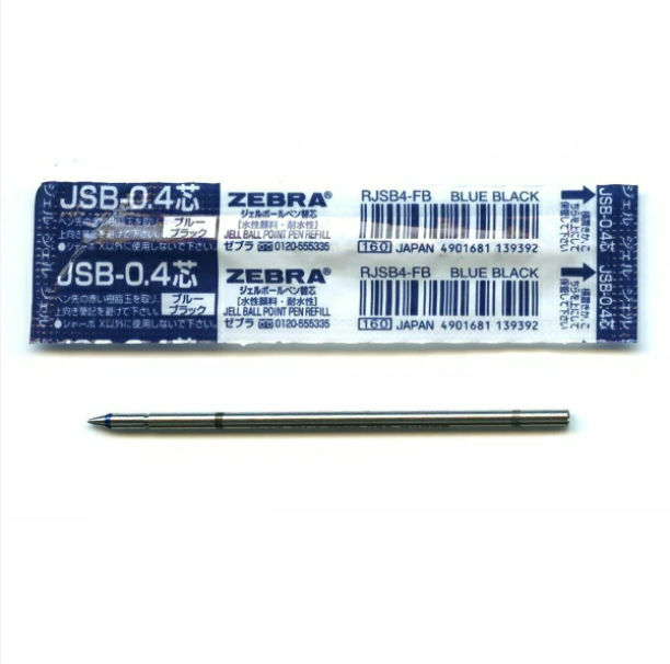 Zebra JSB-0.4 Gel Pen Refill - D1 - 0.4mm - Black/Blue/Red - 5 Pack Blue Black
