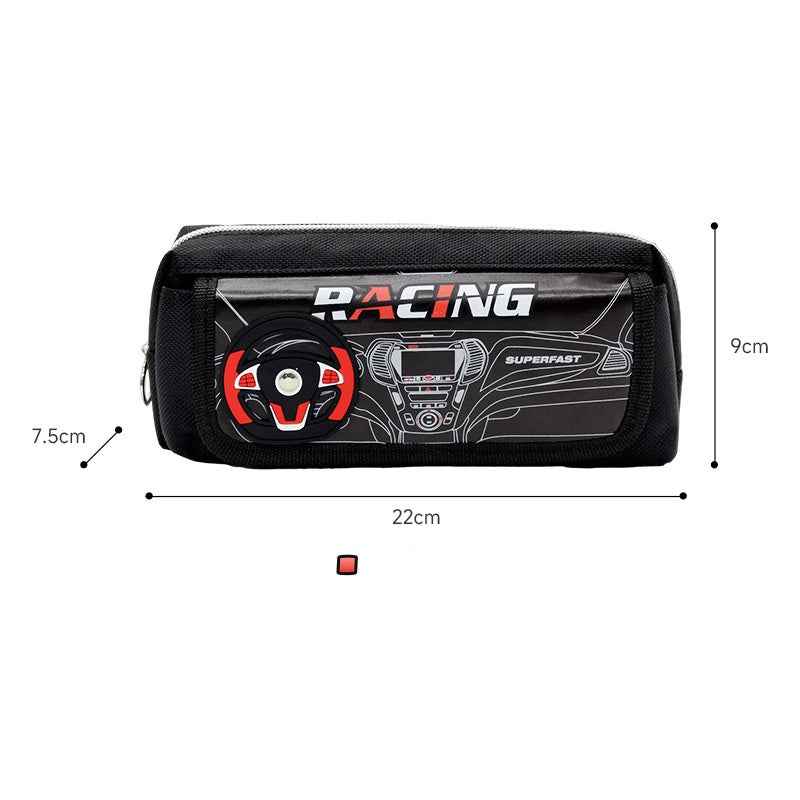 Racing Large Capacity Oxford Fabric Pencil Case Black