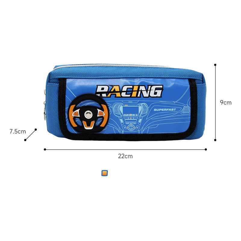 Racing Large Capacity Oxford Fabric Pencil Case Blue