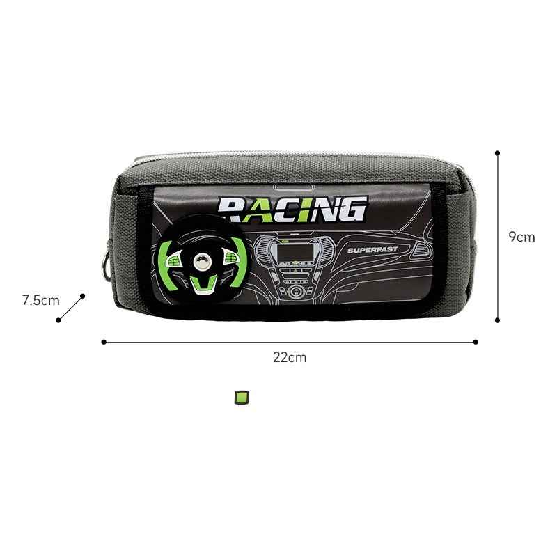 Racing Large Capacity Oxford Fabric Pencil Case Grey