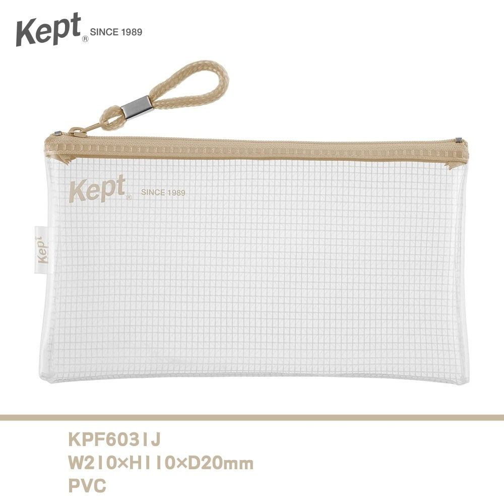 Raymey Fujii Pouch Kept PVC Mesh Pen Case Beige