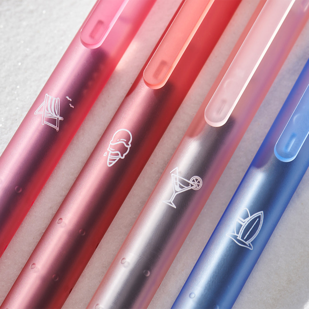 KACO Rocket Beach Sunset Gel Pen 0.5mm Black Ink 4 Pack