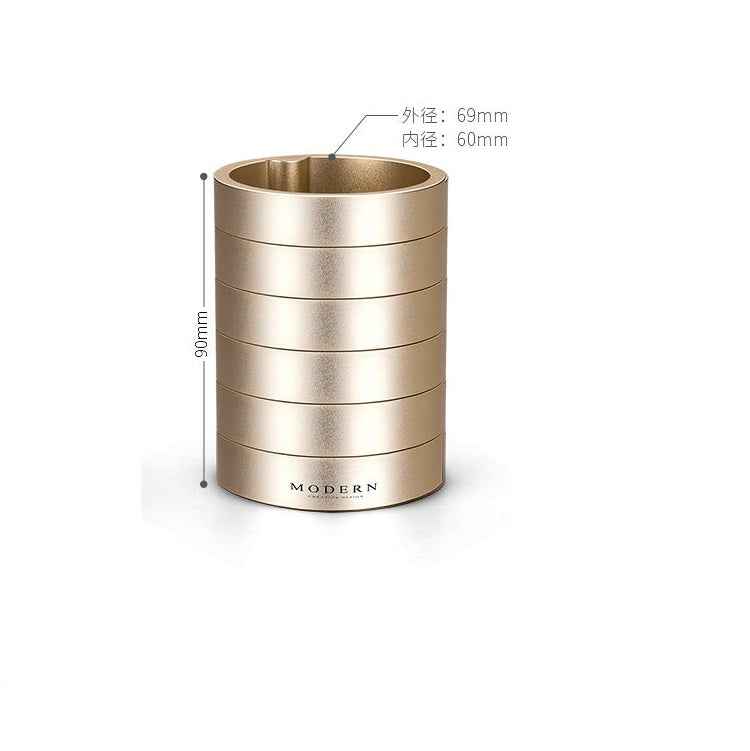 Modern Round Aluminum Rose Gold Multi-Purpose Pen Holder