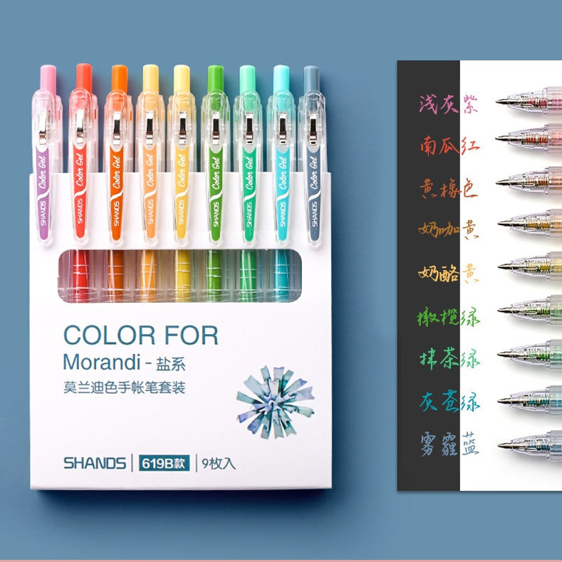 Morandi Color Gel Pens,Medium Point,Assorted,9 Count A