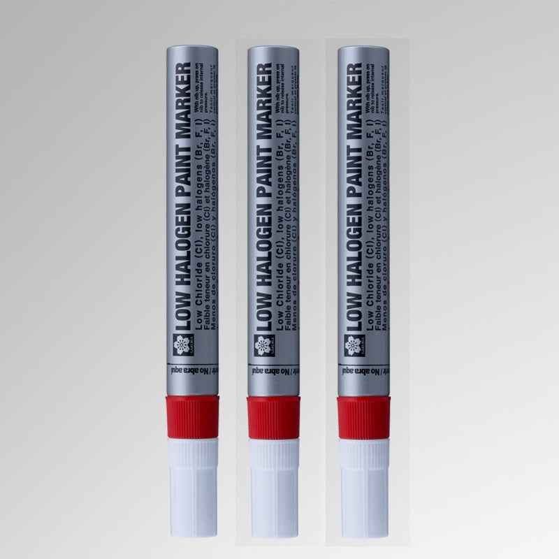 SAKURA Low Halogen Paint Marker Industrial Pen 3 Pack 3 Red