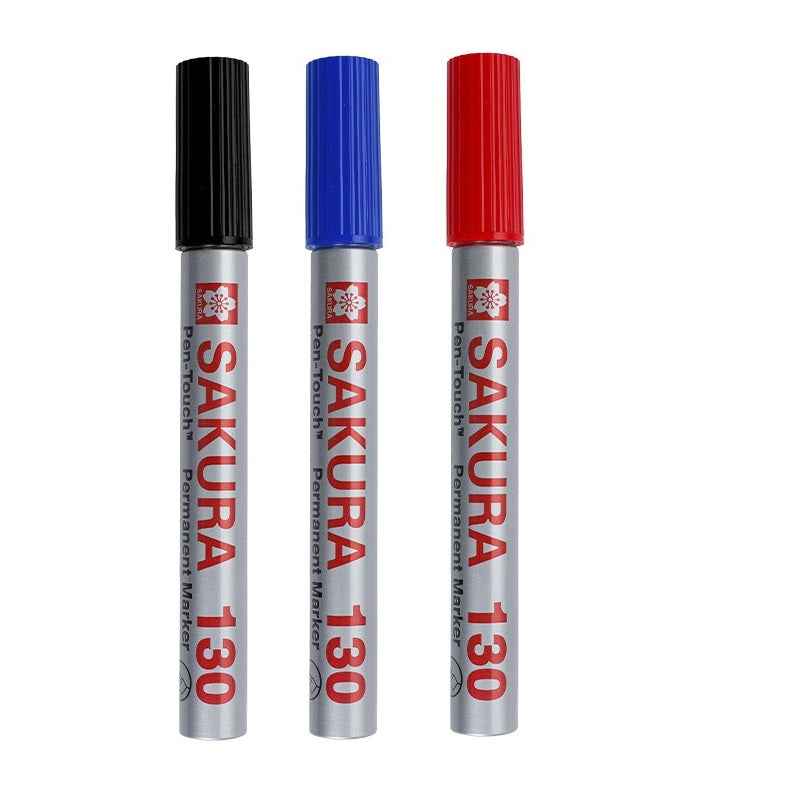 SAKURA Pen Touch 130 Permanent Marker Black/Red/Blue 3 Pack 3 Mixed