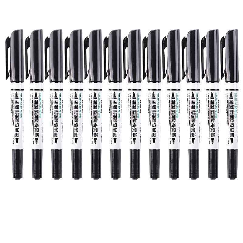 SIMBALION 685 Dual-Tip Oil-Based Marker Pens 12-Pack 12 Black