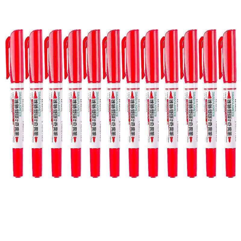 SIMBALION 685 Dual-Tip Oil-Based Marker Pens 12-Pack 12 Red