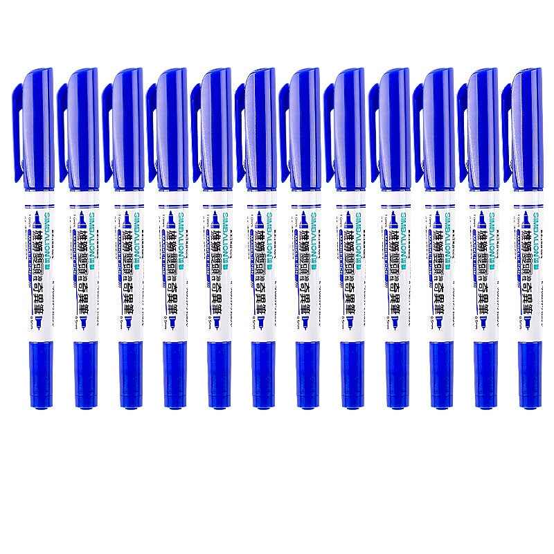 SIMBALION 685 Dual-Tip Oil-Based Marker Pens 12-Pack 12 Blue