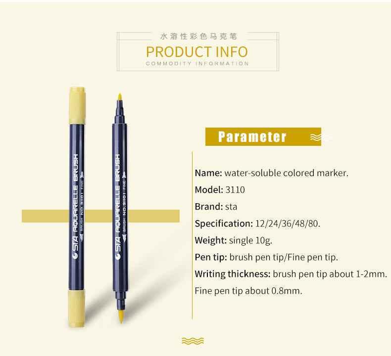 STA 3110 36 Color Double-Ended Watercolour Brush Pen