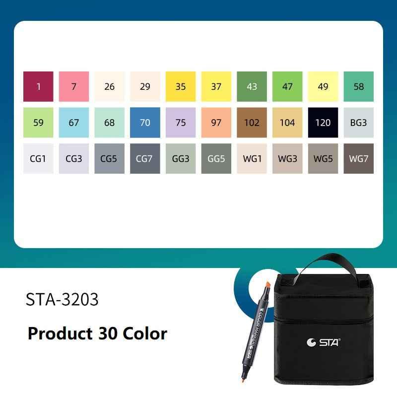 SAT 3203 Twin Art Markers Alcohol Based 30 Color Animaiton Fashion Set Standard