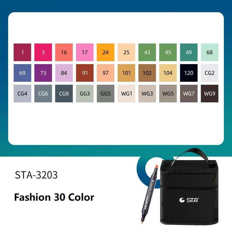 SAT 3203 Twin Art Markers Alcohol Based 30 Color Animaiton Fashion Set Fashion