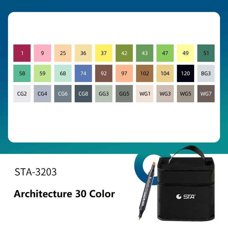 SAT 3203 Twin Art Markers Alcohol Based 30 Color Animaiton Fashion Set Architecture