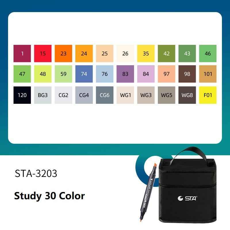 SAT 3203 Twin Art Markers Alcohol Based 30 Color Animaiton Fashion Set Study