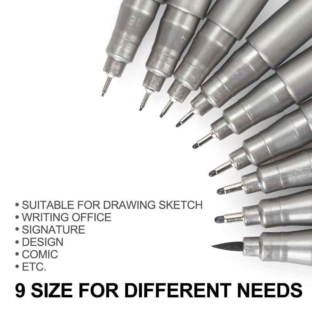 STA 9 Fineliner Black Ink for Art Technical Drawing Writing Engineering Sketching Architecture Manga