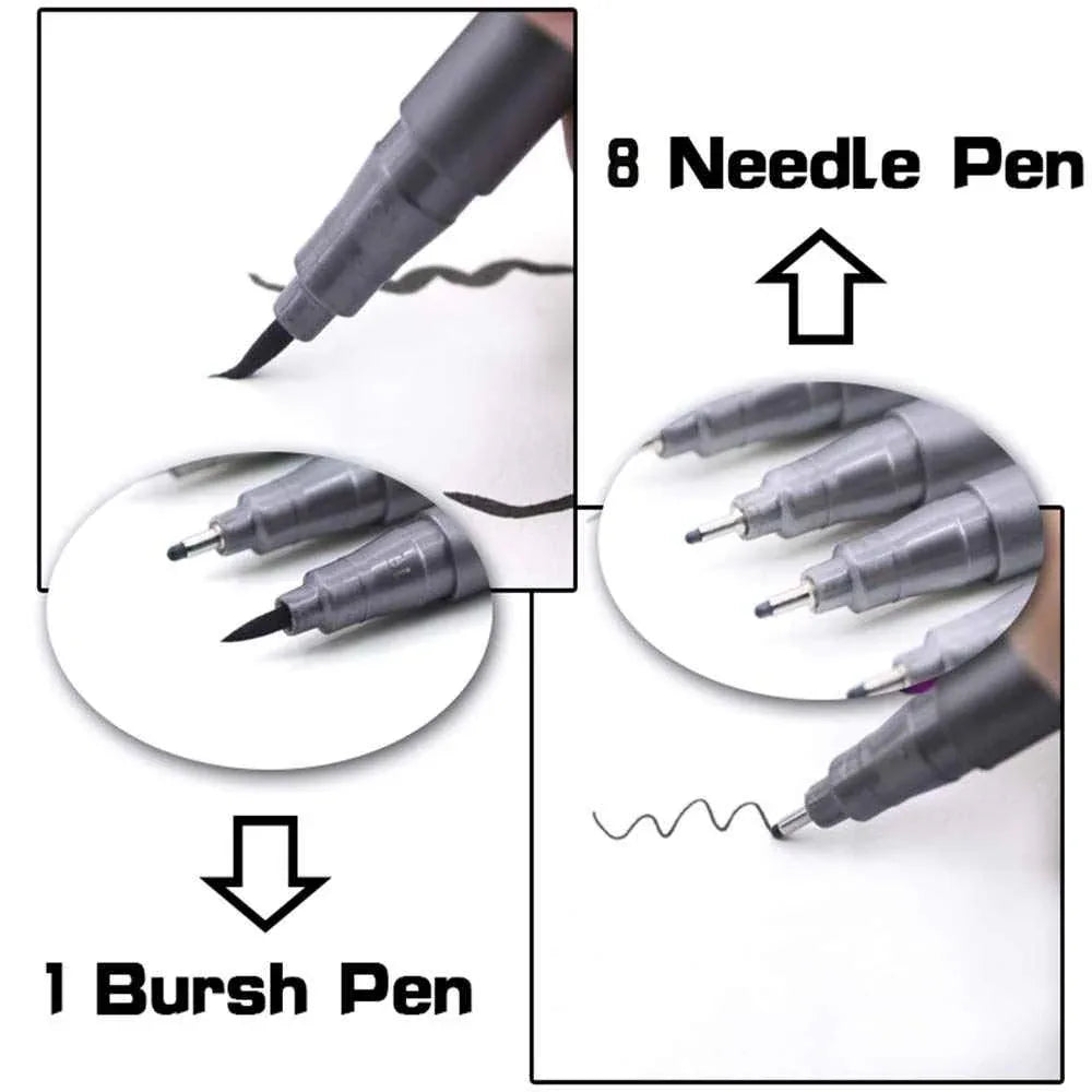 STA 9 Fineliner Black Ink for Art Technical Drawing Writing Engineering Sketching Architecture Manga