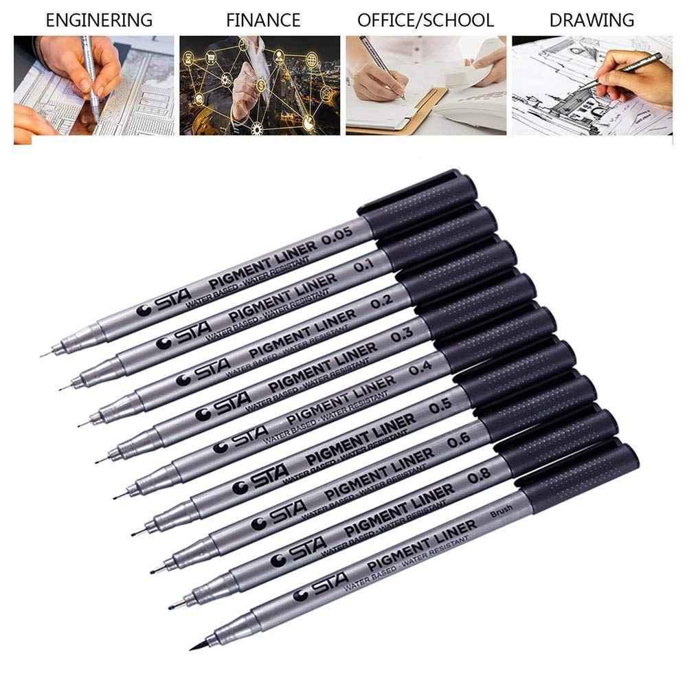STA 9 Fineliner Black Ink for Art Technical Drawing Writing Engineering Sketching Architecture Manga
