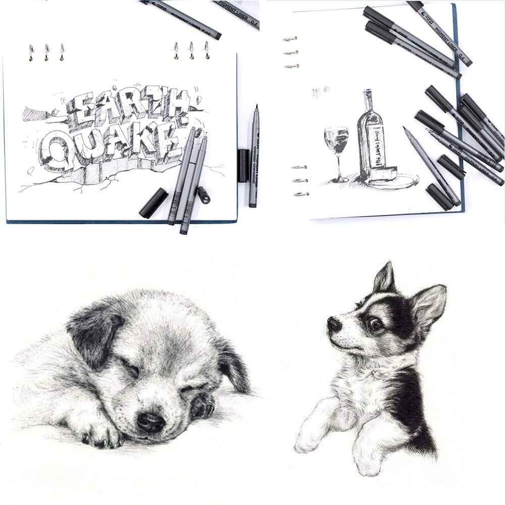 STA 9 Fineliner Black Ink for Art Technical Drawing Writing Engineering Sketching Architecture Manga