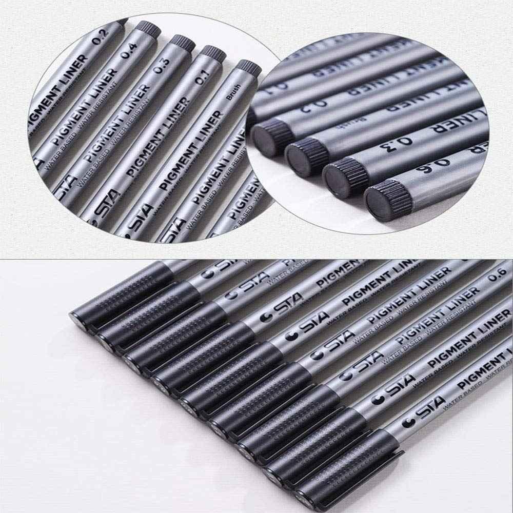 STA 9 Fineliner Black Ink for Art Technical Drawing Writing Engineering Sketching Architecture Manga