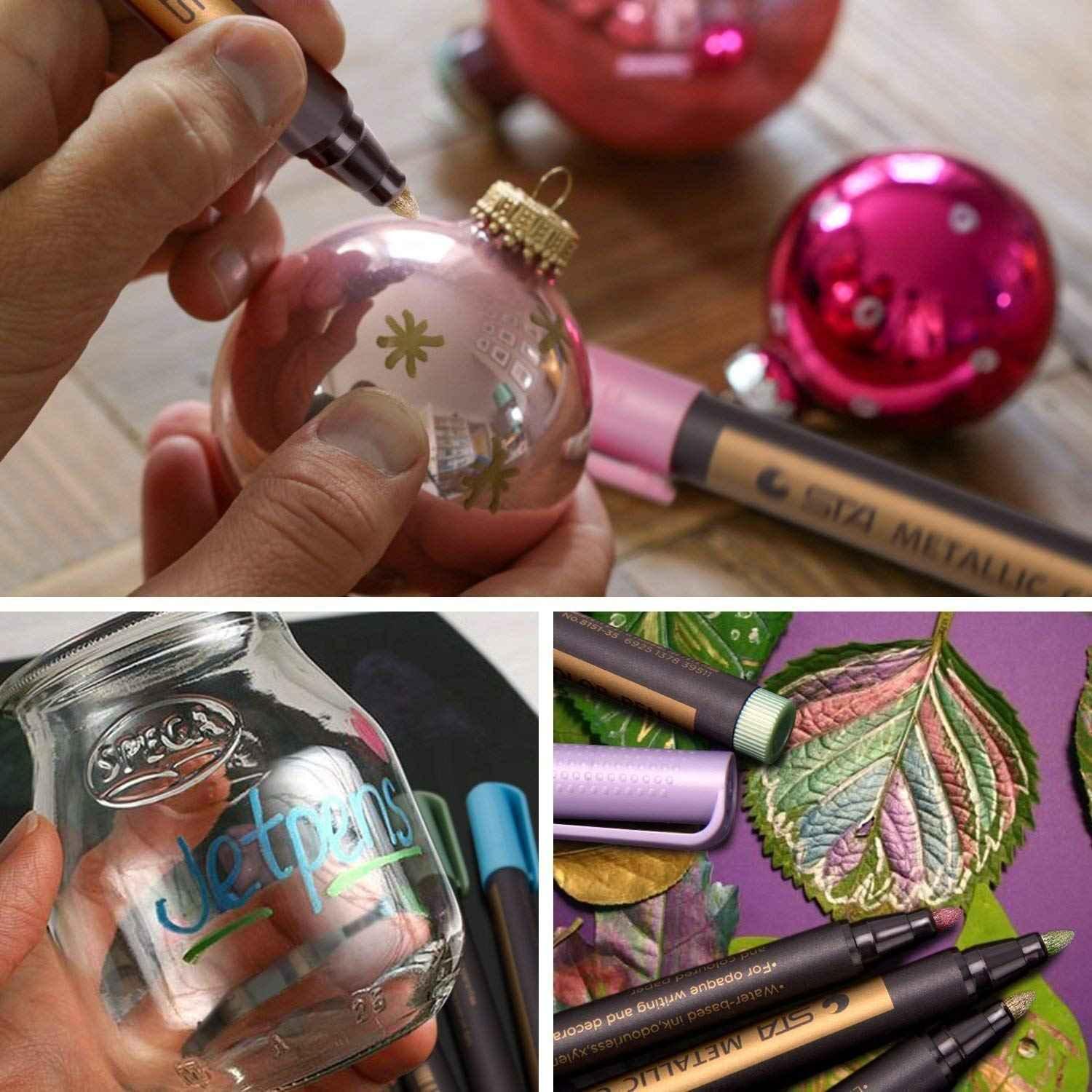 STA Metallic Marker 10 Colors for Scrapbooking Crafts Rock Painting Metal Ceramic Glass