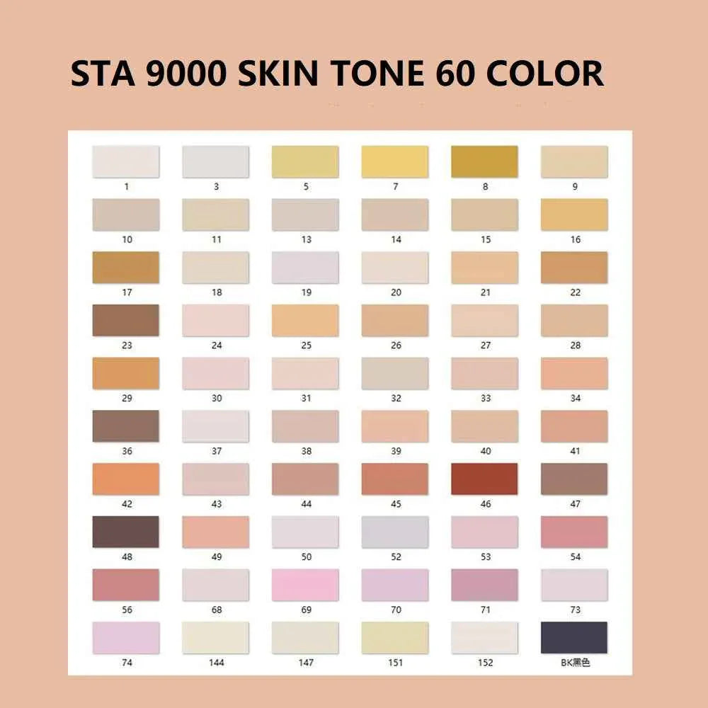 STA Pro Color Marker Plus 24/36/48/60 Skin Tone Alcohol Art Markers 60 Color
