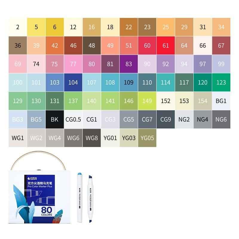 STA 9000 Pro Color Marker Plus,Classic 48/60/80/120 Colors with Carrying Box 80 Color