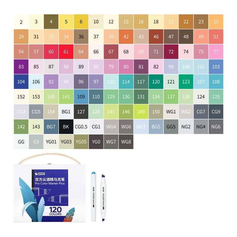 STA 9000 Pro Color Marker Plus,Classic 48/60/80/120 Colors with Carrying Box 120 Color