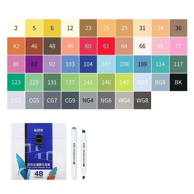 STA 9000 Pro Color Marker Plus,Classic 48/60/80/120 Colors with Carrying Box 48 Color