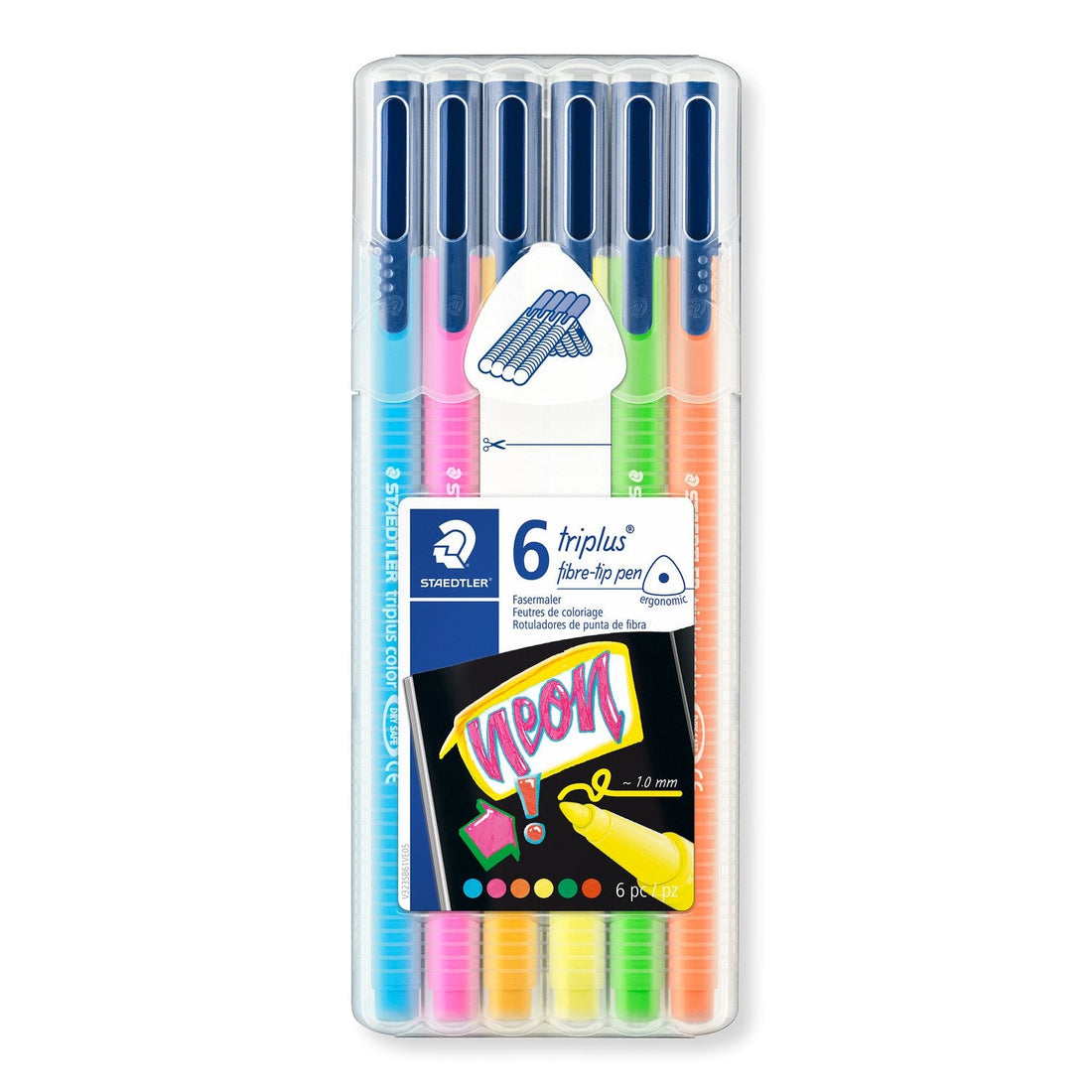 STAEDTLER 323 Triplus Colour Fibre-Tip Pen,Neon Colours,Pack of 6